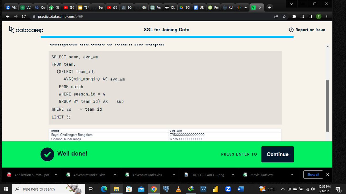 Toby_Davids's tweet image. Today, I practiced Set operations and Joins on @Datacamp. As a budding Data Analyst, I always want to have these functions at my fingertips so I can apply them as I work on projects. For a quick recap, find a simple concept breakdown of Joins &amp;amp; Set Operations.

#31DaysofSQL
