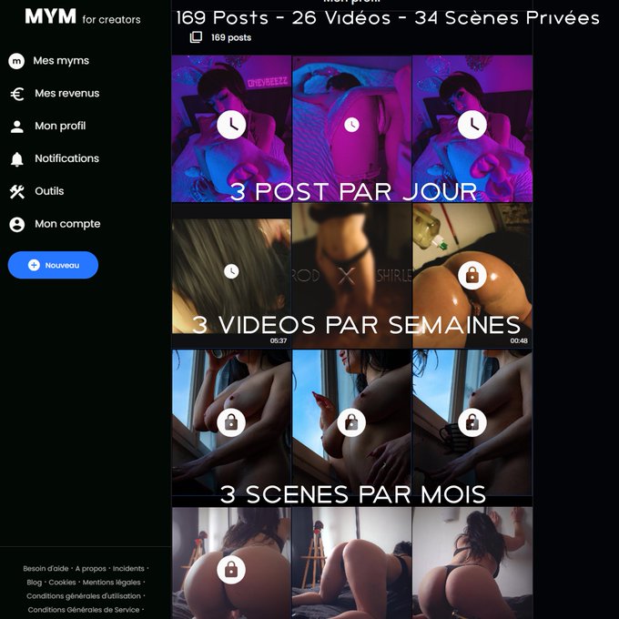 Oubliez pas qu'en ce moment c'est :  &middot; 3 Post / Jour &middot; 3 Vid&eacute;os / Semaine &middot; 3 Sc&egrave;nes Priv&eacute;es / Mois  +300