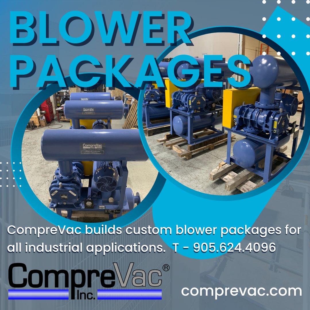ComprevacInc's tweet image. CompreVac creates custom air blower packages for industrial needs. They provide tailored solutions for maximum efficiency, reduced downtime, and superior performance. With years of experience and a dedication to quality, they meet the exact demands of each industry.
