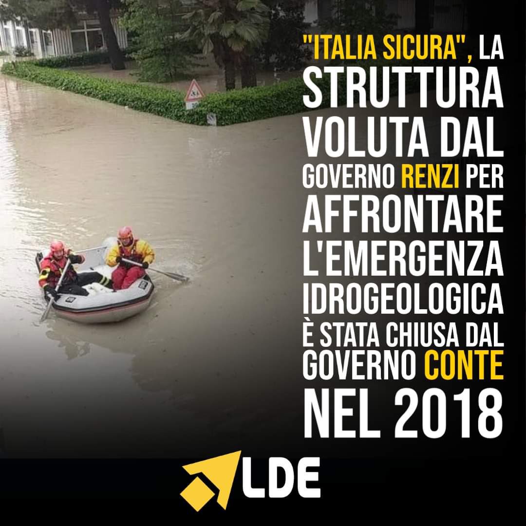libdemeuropei's tweet photo. Il governo #Renzi aveva allestito una struttura di missione chiamata #ItaliaSicura per affrontare il dissesto idrogeologico, dotandola di risorse per 8,5 mld. È stata chiusa dal governo #Conte nel 2018

#EmiliaRomagna https://t.co/SVL9XKZpHU