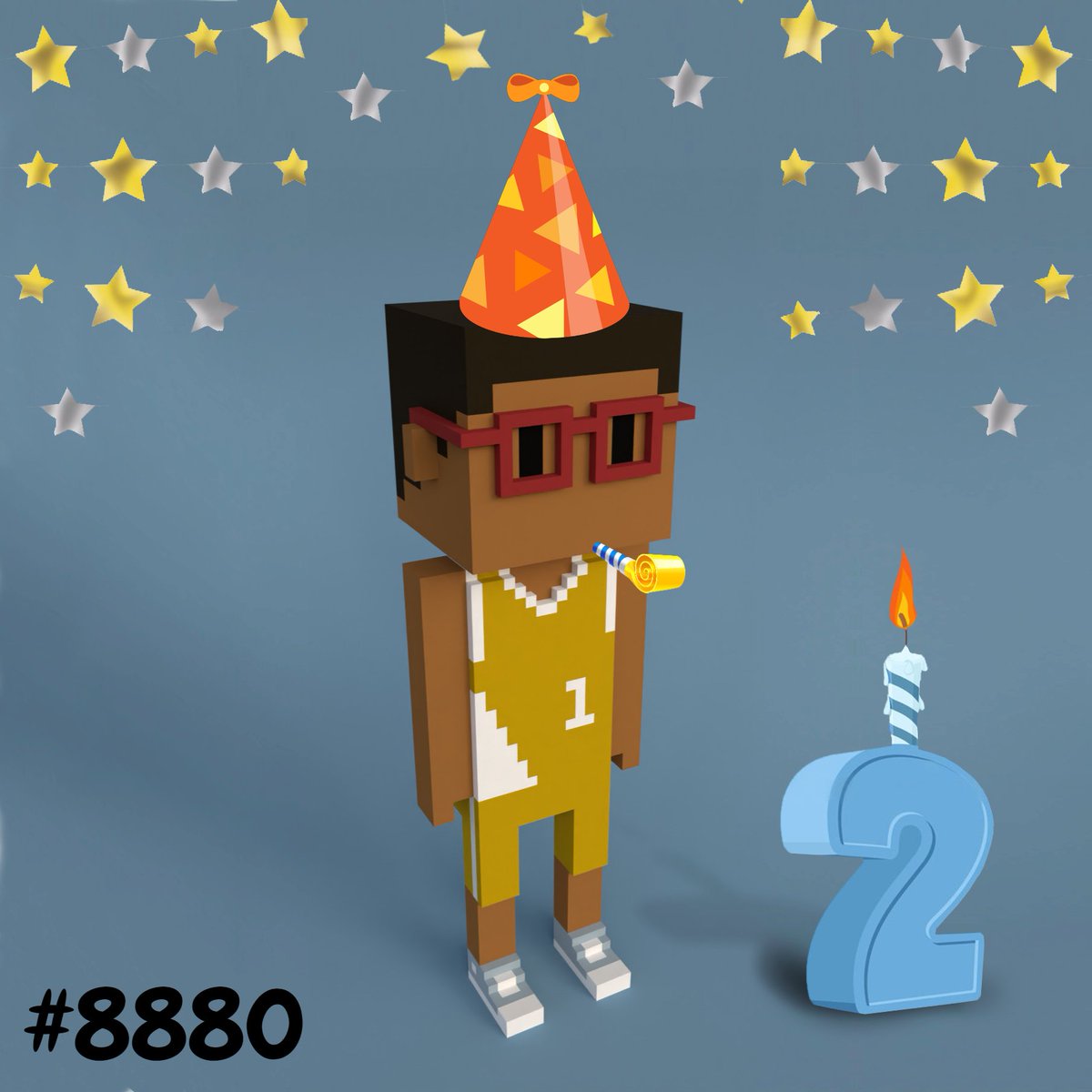 jtip_s's tweet photo. Happy Birthday @MeebitsNFTs. Turning 2 today! 
🎉🎉🎉🎉🎉🎉🎉🎉🎉🎉
#meebday @VRPunk1 thanks for the party costume https://t.co/7O7OnecB6l