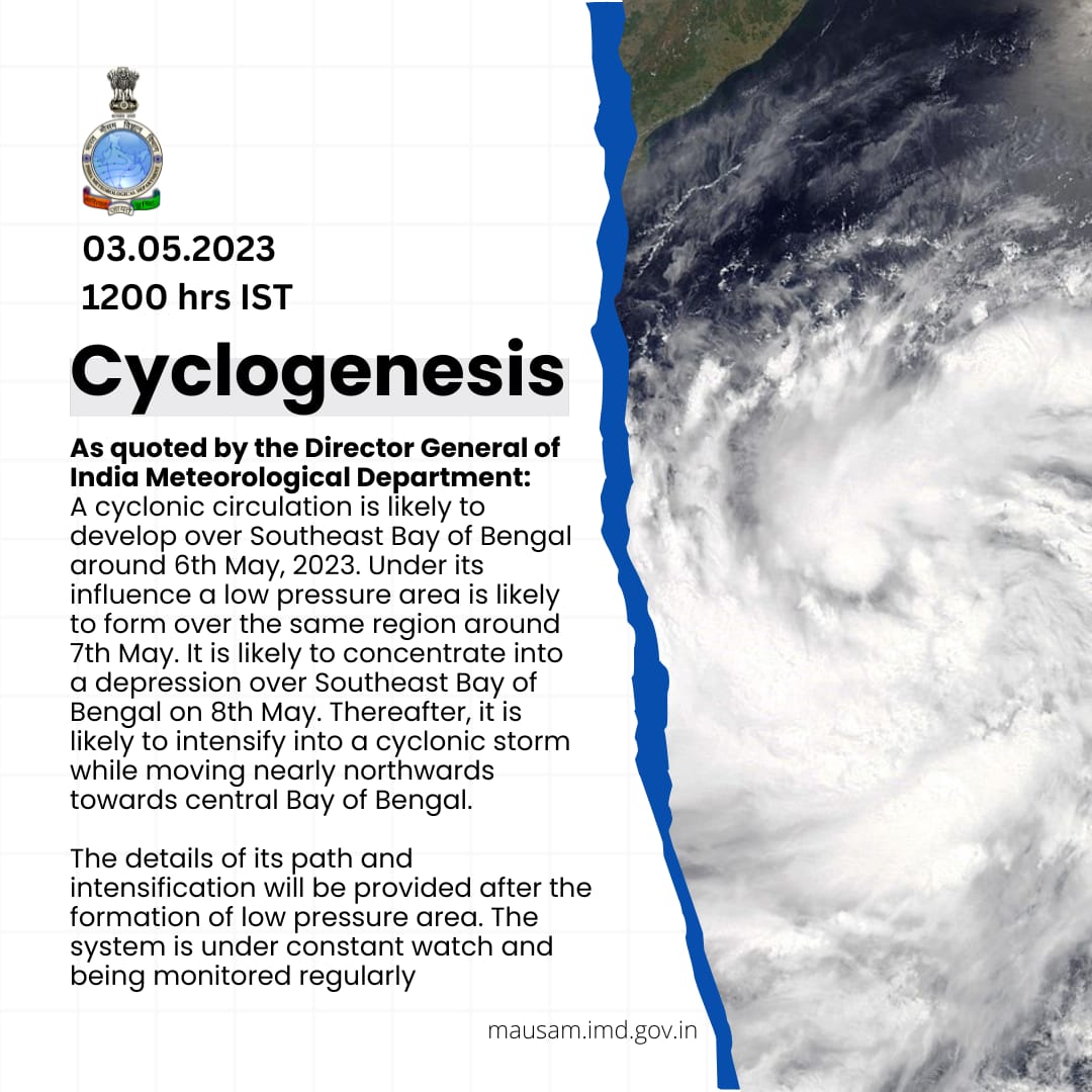 Indiametdept's tweet photo. Cyclonic Storm likely over Bay of Bengal. https://t.co/HySv6WXRPd