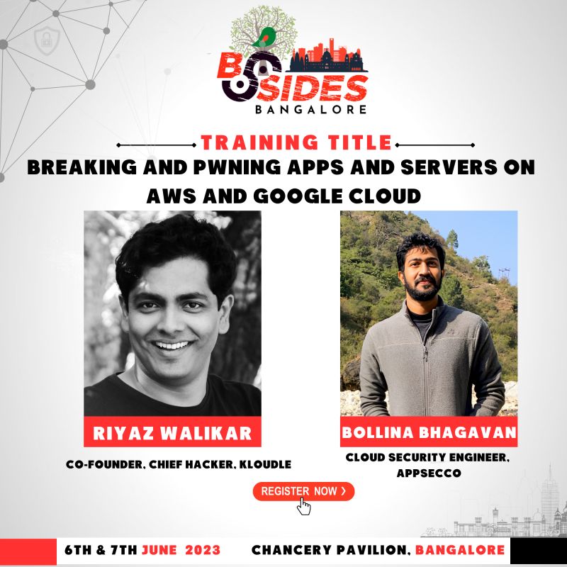 Appsecco (@appseccouk) on Twitter photo We are offering our most loved training "Breaking and Pwning Apps and Servers on AWS & Google Cloud" by <a href="/riyazwalikar/">Riyaz Walikar</a> & <a href="/XCriminal_/">Bhagavan Bollina 🚩</a> at <a href="/bsidesbangalore/">Security BSides Bangalore</a>
Hurry-up and register for the conference & training.
Register:
bsidesbangalore.in/registertraini…
#appsecco #aws #gcp #infosec We are offering our most loved training "Breaking and Pwning Apps and Servers on AWS & Google Cloud" by <a href="/riyazwalikar/">Riyaz Walikar</a> & <a href="/XCriminal_/">Bhagavan Bollina 🚩</a> at <a href="/bsidesbangalore/">Security BSides Bangalore</a>
Hurry-up and register for the conference & training.
Register:
bsidesbangalore.in/registertraini…
#appsecco #aws #gcp #infosec