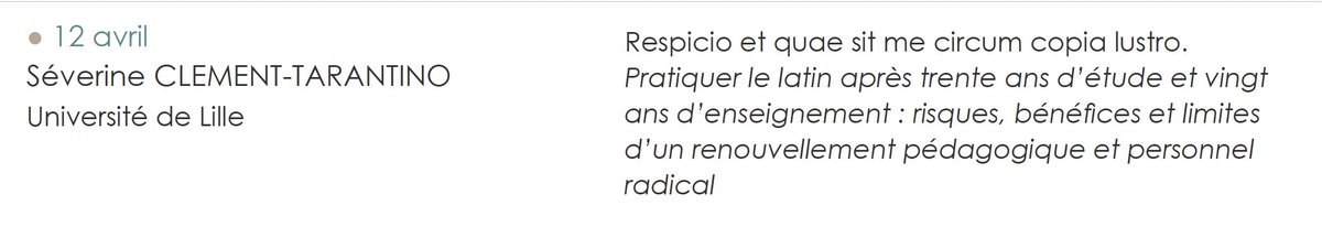 laviedesclassi1's tweet photo. [SÉMINAIRE]
C'est aujourd'hui que se termine le séminaire en ligne de @Polyc82 "Langues anciennes, méthodes nouvelles" avec la communication de Séverine Clément-Tarantino. Venez nombreuses et nombreux !
Lien Zoom : https://t.co/inFhiHeycC
#LCA #Pédagogie #teamlatin #teamgrec https://t.co/hkn7LToztO