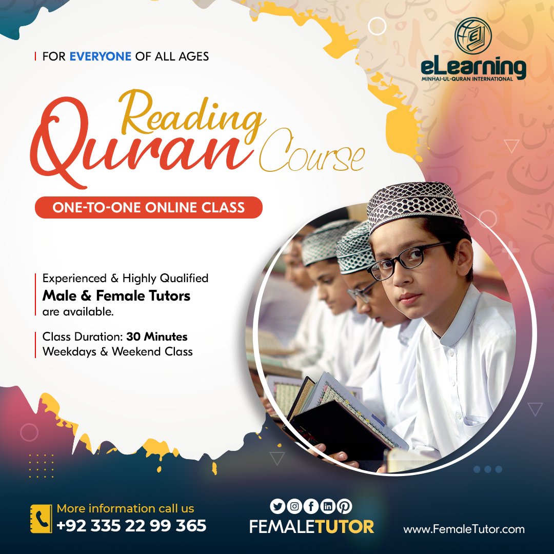 FemaleTutor's tweet photo. Quran Reading Course
One-to-One Online Class
https://t.co/jCgP3K0COy

#eLearning by @MinhajulQuran International [Official]
Male &amp; #FemaleTutors are available.
WhatsApp: +92 335 22 99 365

#QuranReading #NazraQuran #QiraatulQuran #SiraturRasool #QuranRecitation #QuranTranslation https://t.co/wOheHFxVHP