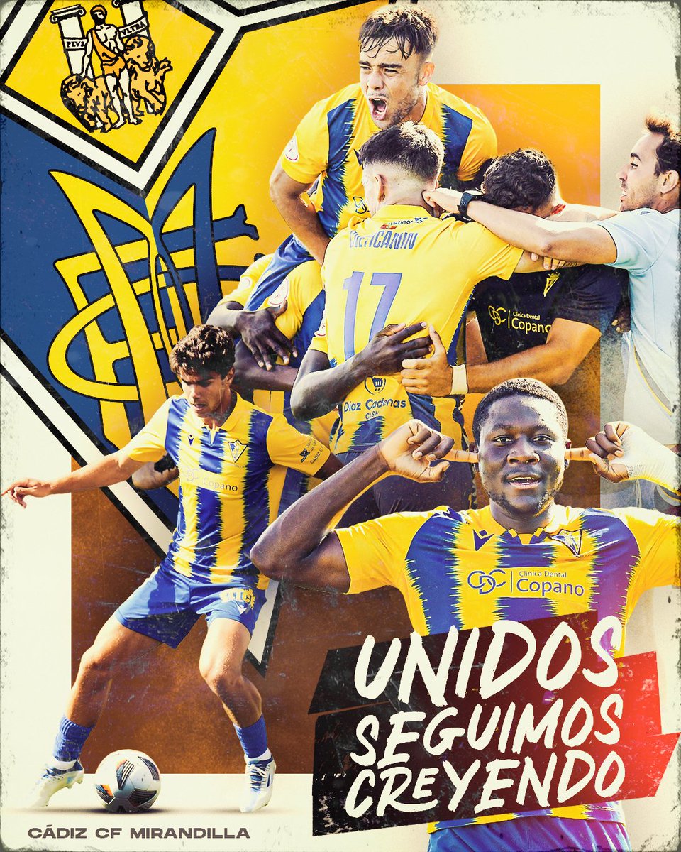 Cadiz_CFCantera's tweet photo. 💛🔴 #MirandillaUtrera

𝗨𝗡𝗜𝗗𝗢𝗦, 𝗦𝗘𝗚𝗨𝗜𝗠𝗢𝗦 𝗖𝗥𝗘𝗬𝗘𝗡𝗗𝗢

🪪✔️ Recuerda activar su abono 👇

https://t.co/TYe6OmoAD9 https://t.co/tghTaGTiPG