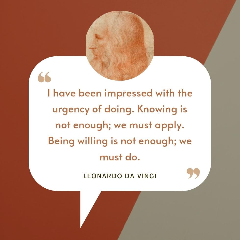 ShrinivasDempo's tweet image. I have been impressed with the urgency of doing. Knowing is not enough; we must apply. Being willing is not enough; we must do.
- Leonardo da Vinci

#LeonardoDaVinci #Impression #Urgency