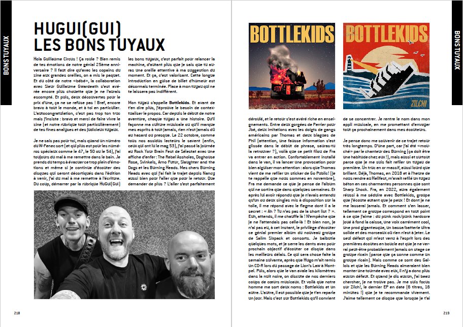 WFenec's tweet photo. #WFENECMAG / N°55 : #CHRONIQUE #HUGUIGUILESBONSTUYAUX p.218 avec @BTLKDS / Mixtapes -> https://t.co/Yex7JFMQdG 
#Bottlekids #Mixtapes #skatepunk #Punk #pop #poppunk #indiepop https://t.co/dF1oZeywVz