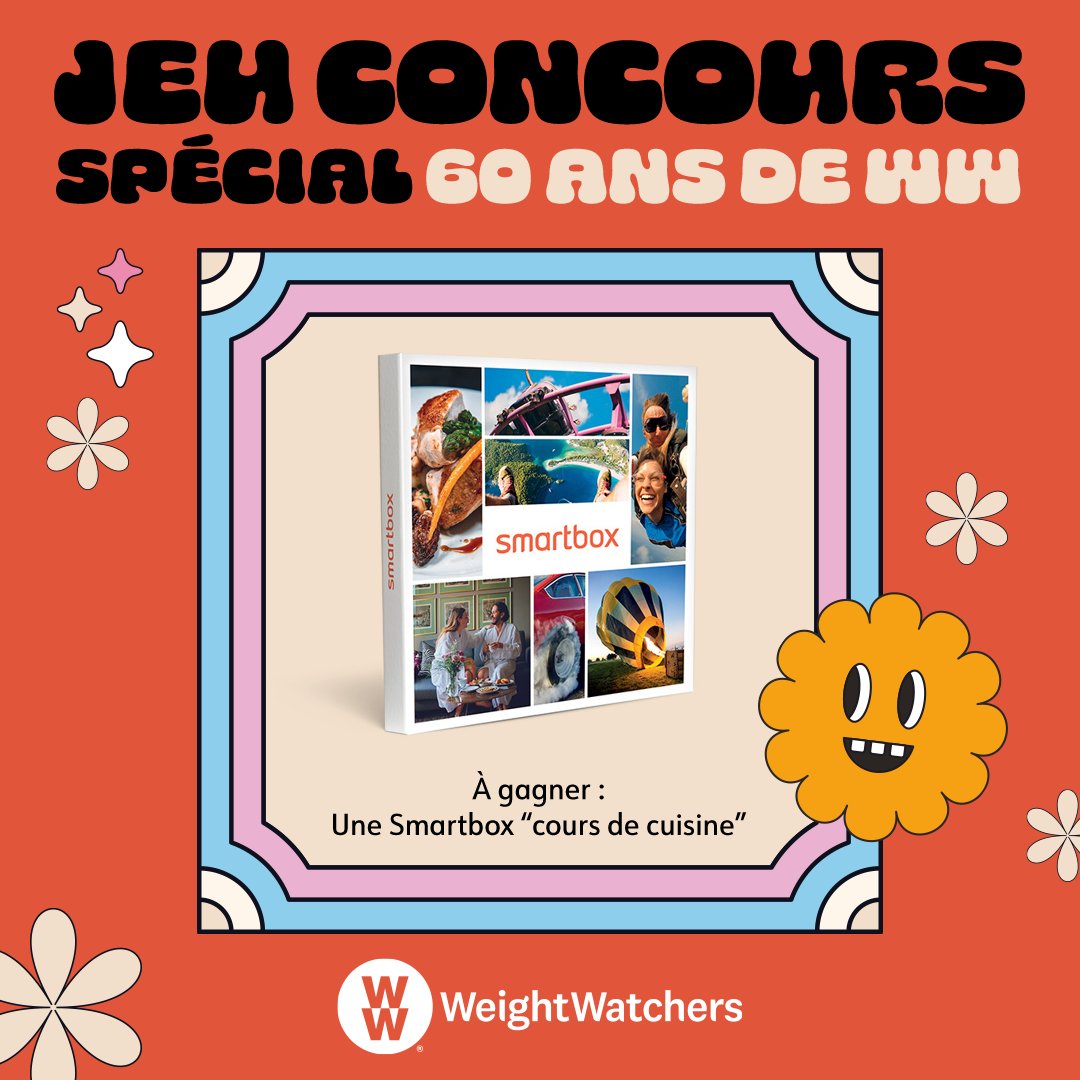 ww_france's tweet photo. #Jeuconcours 🎁 C’est l’anniversaire de #WeightWatchers, tentez de gagner une Smartbox “Cours de cuisine”. Pour jouer :❤️ RT &amp; Follow @ww_france  Jeu valable sur IG, FB, TW du 11 au 17/05. Annonce des gagnants le 18/05 à 17h Règlement du jeu 👉 https://t.co/ibbK1mCRit 🍀 https://t.co/XX9u1JeJXd