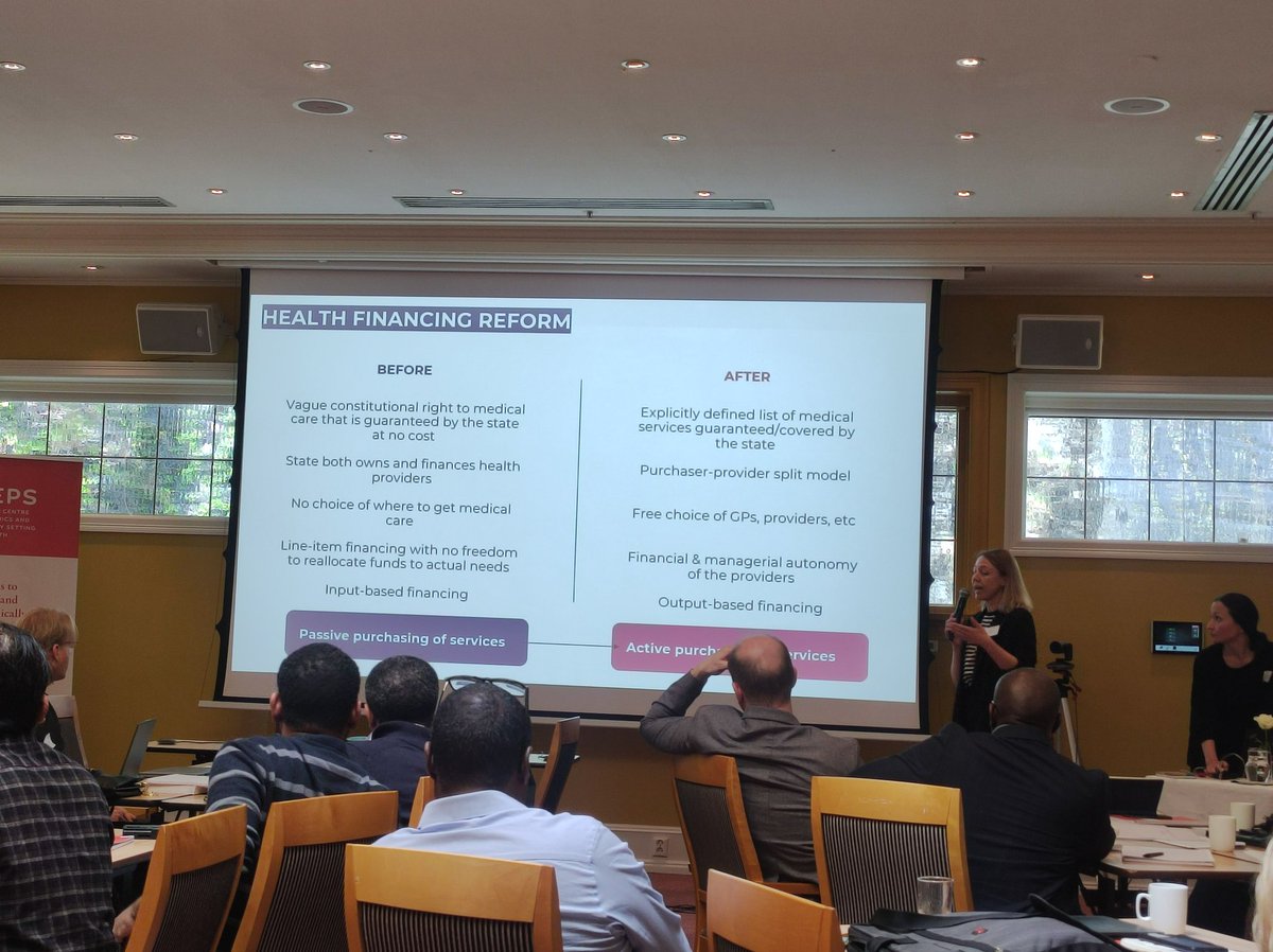 Kriessh's tweet photo. Ukraine's health financing reform along with clearly defined #HealthBenefitPackage, a lesson to learn for smoothening the path towards #UHC. #PurchaserProviderSplit is the key. #BCEPSSymposium Day II. #PrioritySettinginHealth https://t.co/iewtmwXuj1