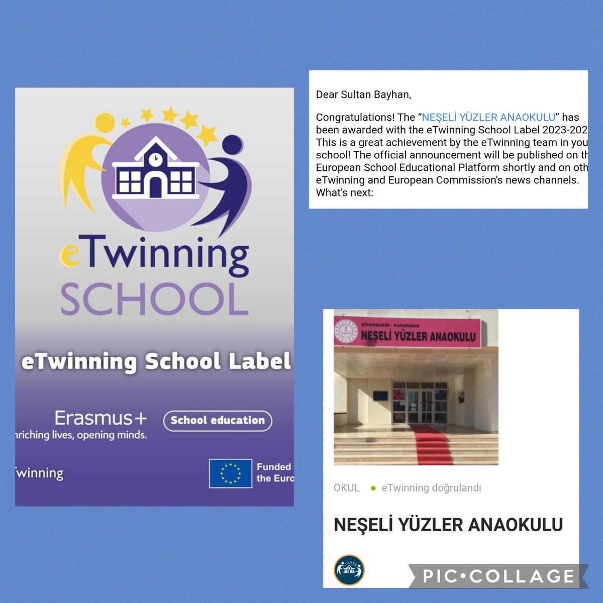 sultanbayhan21's tweet photo. Okulumuz 2023-2024 eTwinning Okulu etiketi almaya hak kazandı. Destekleyen herkese çok teşekkür ederiz. @yuzler_neseli @Diyarbakirmem @eTwinningdyrbkr @Murat4Kucukali https://t.co/4cK2onRhps