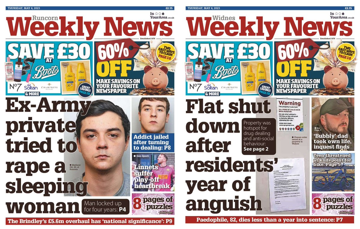 This week's editions of #Runcorn and #Widnes Weekly News are out TODAY! Pick up your copy for stories from your area.