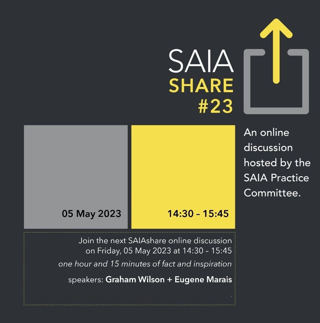 SaiaArchitects's tweet photo. FREE SAIAshare #23 at 14:30 on Friday 05 May 2023
Please register via the link:
https://t.co/uK3p52bJnr
#saia #freesaiashare #share23 #architecture #onlinepresentation https://t.co/bgTR9U8qQ7