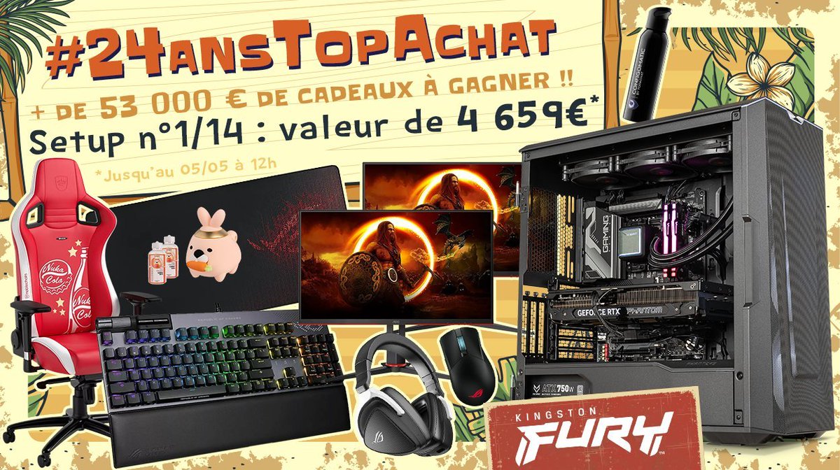 TopAchat's tweet photo. @kingstontech 🎂 #24AnsTopAchat 
On arrive déjà dans les dernières minutes pour participer au #Setup1 ! 

C'est maintenant qu'il faut #RT !

https://t.co/BHg5iSnHgA https://t.co/KbNXnBQNqY