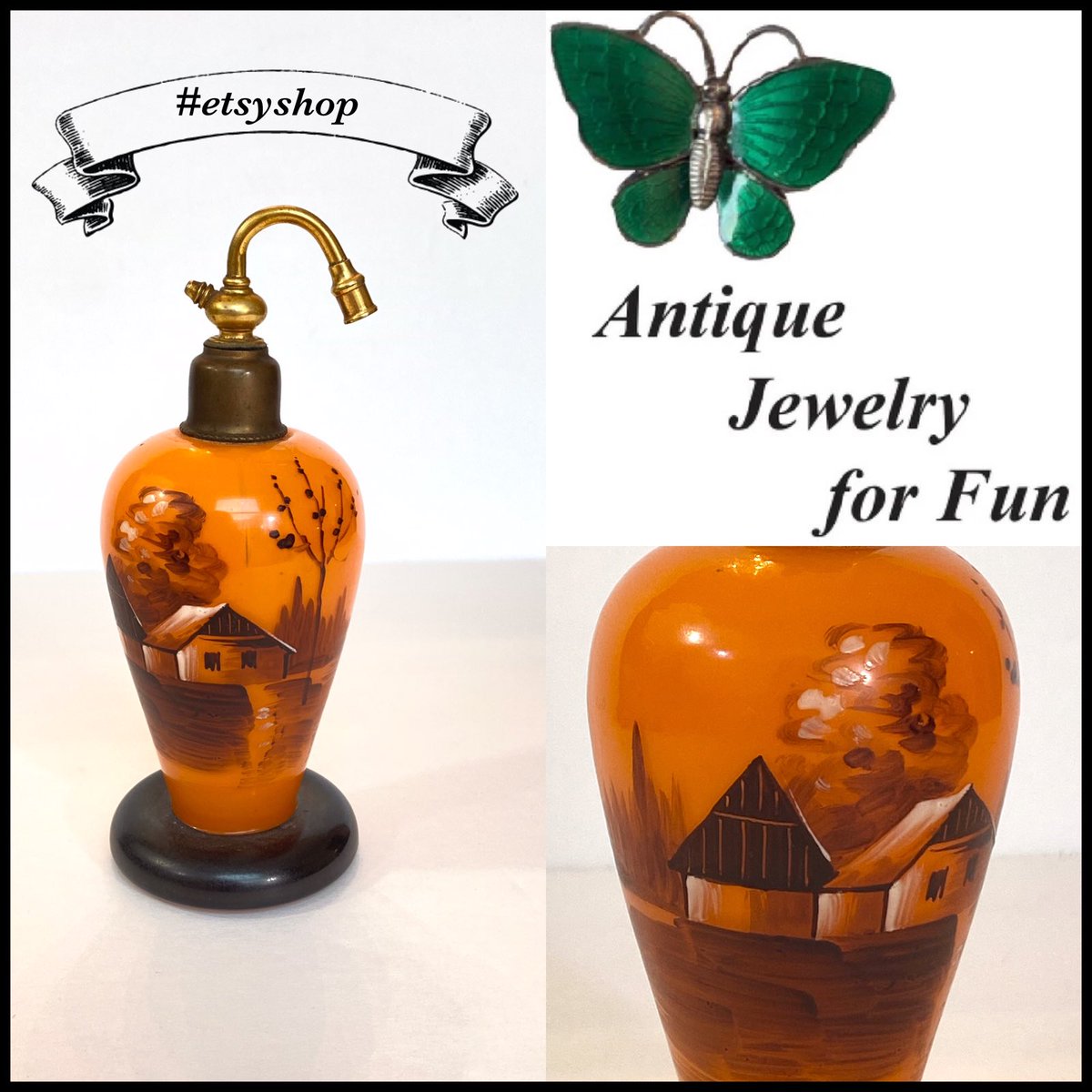 #antiquejewelryforfun #etsyshop #czechperfume #handpainted #antiqueperfume #vintageperfume #perfumebottle