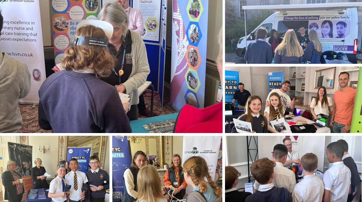 👋 The first three schools have arrived at the Dorset Festival of Careers & Industry. Welcome to students from @PortfieldSchool , @DorsetStudioSch and St Mary's Middle School. They are enjoying speaking to colleges, apprenticeship providers and businesses, as well as many more!