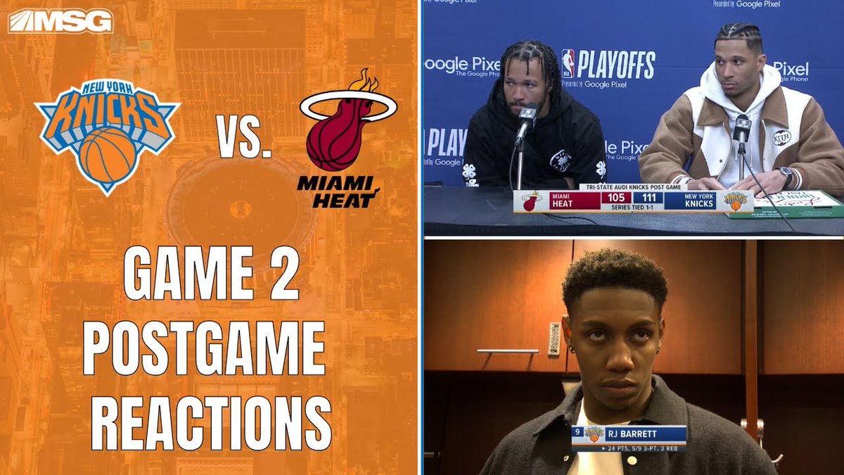 Sunshine9Steve's tweet image. VIDEO:  Brunson, Hart, Barrett, &amp;amp; Grimes React to Evening Series vs Miami Heat 1-1 | New York Knicks

BY: MSG Networks 

PostupVideos.com - #1 Site For NBA Creators

#Knicks #MSGNetwork #NBA #NBATwitter

postupvideos.com/msg_networks/t…