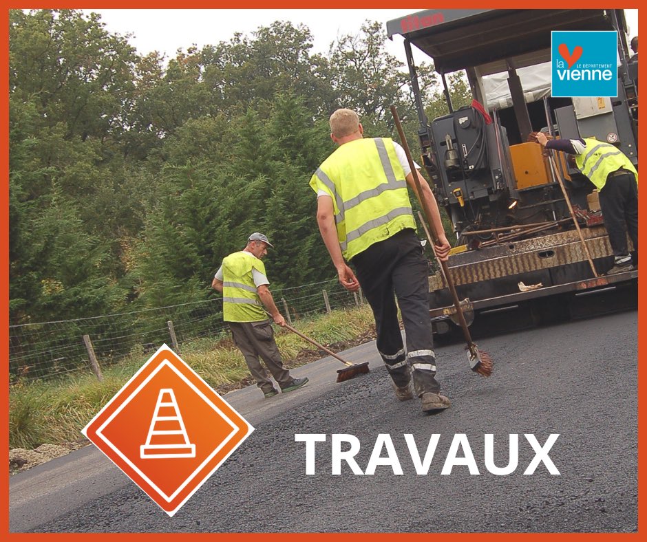 departement86's tweet photo. [#Travaux]

🚧 Travaux de réfection de la chaussée sur la RD1 entre #Châtellerault et #Antran les 4 et 5 mai 

➡️ Route fermée aux usagers, déviations mises en place par la RD 43 et la RD 749 pendant la durée du chantier https://t.co/xE1iJNN77H