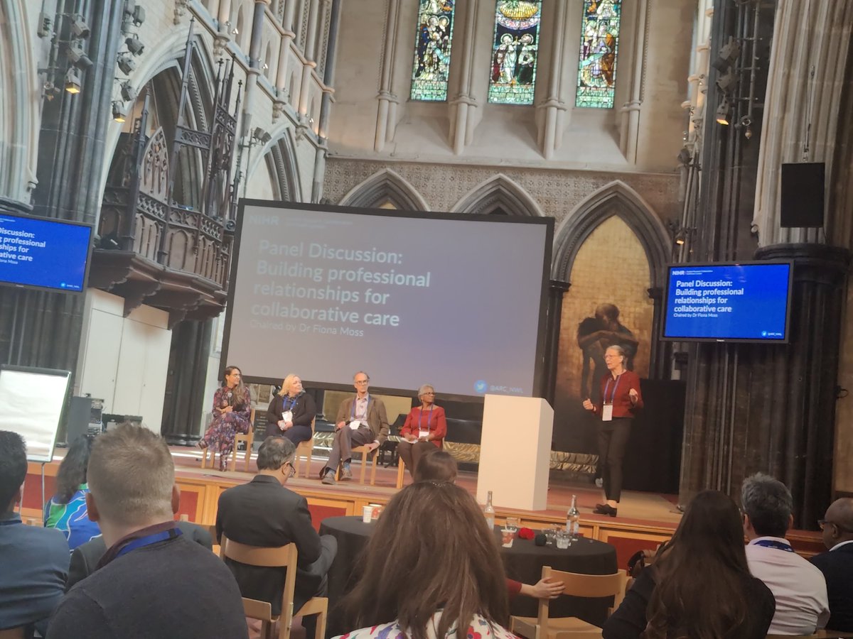 ARC_NWL's tweet photo. #CollaborativeCommunities panel members. Discussing Building professional relationships for collaborative care. Chaired by @FiMoss https://t.co/jEpOZxFEQW