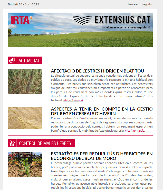 irtacat's tweet photo. Ja heu llegit el butlletí de referència en #cultiusExtensius?
Amb consells per lluitar contra la sequera!

L'edició d'abril ja ha arribat a les vostres bústies, i si no, és perquè encara no us heu subscrit... això té una fàcil solució: @ExtensiusCat 

https://t.co/p9lDRO5vqe https://t.co/acvmK8W18r