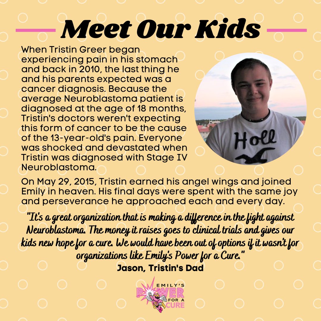 Powerforacure's tweet photo. Emily was not alone in her fight against neuroblastoma. Meet another one of our heroes, Tristin. #warriorwednesday

Read Tristin's story here: https://t.co/FZIbuu7qf6 https://t.co/Boz1kH6SNR
