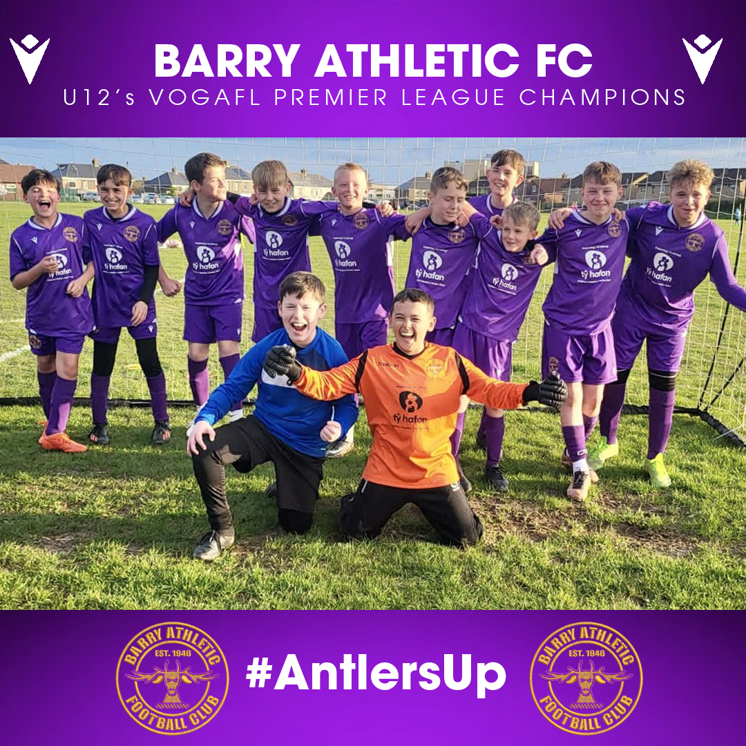 @BarryAthleticFC  U12's who have won the VOGAFL
Premier League with a 100% perfect record, scoring a huge 46 goals and conceding only 15 #barryathleticfc #trainingkit #youthfootball #barryathleticfcu11 #football
#macron #macronstorecardiff #macronsportshubcardiff
#antlersup