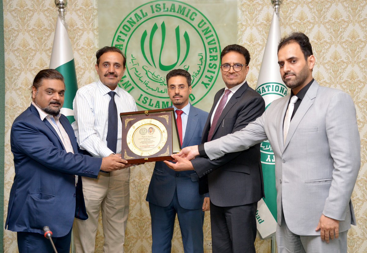 IIUI_OFFICIAL's tweet photo. A farewell ceremony was arranged at the new campus in honour of outgoing Vice President Academics of International Islamic University (IIU) Professor Dr Ayaz Afsar who retired on Wednesday.

Other than Dr. Ayaz Afsar, the farewell ceremony was joined by the Acting IIUI President Dr Nabi Bux Jumani, Vice President Research and Enterprise, Dr. Ahmed Shuja Syed along with Deans, Directors and senior faculty members.
Details:- https://t.co/puVXVE0hsH