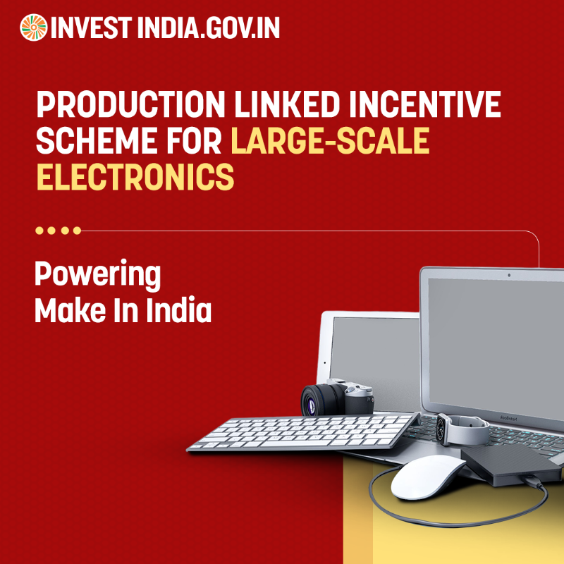 investindia's tweet photo. The GoI’s #PLIScheme for large-scale electronics aims to attract investments in mobile phone manufacturing and specified electronic components, including Assembly, Testing, Marking and Packaging (ATMP) units.

Explore more: https://t.co/4Qo6rzk7V8

#ProgressWithPLI #InvestIndia