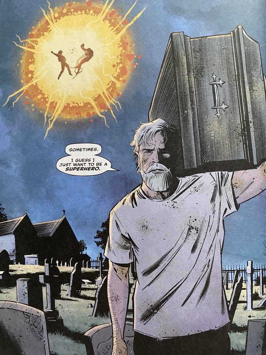 Guttzilla21361's tweet photo. A great splash page from Danger Street #5 by Tom King and Jorge Fornés featuring Warlord with Orion and Starman fighting in the back https://t.co/6ArZLrafg4