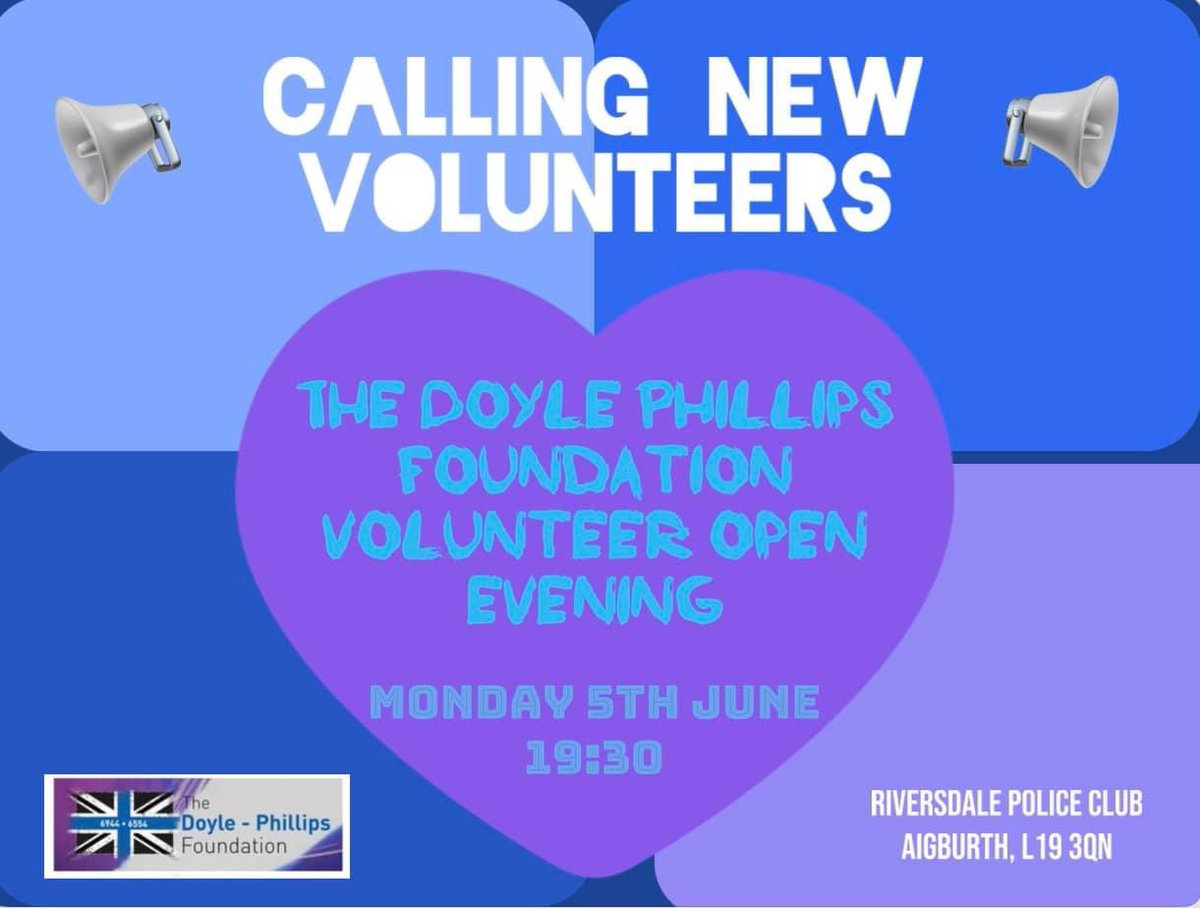 ***New Volunteer Open Day***
Want to get more heavily involved in the running of our volunteer led charity?

Please express your interest via commenting below, sending us a DM or email office@doylephillipsfoundation.co.uk