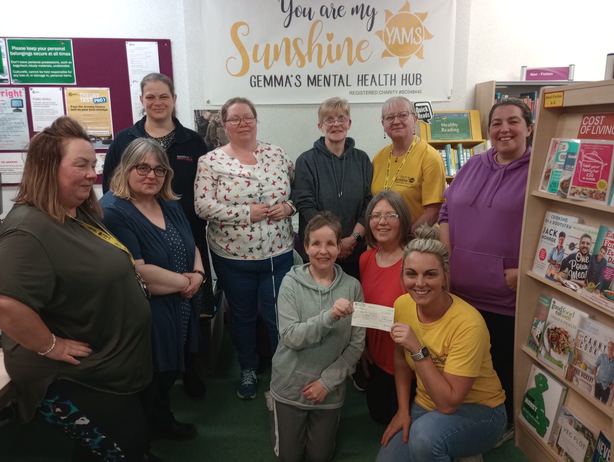 AirdrieAcadFam's tweet photo. Thank you @YAMSCharity  for inviting @AirdrieAcademy Parent Club to visit their hub.
Here we all are handing over a cheque for £247 from a dress-down day in school to raise funds for this amazing charity who do so much to support mental health in our community. https://t.co/K4mNVSjvHr