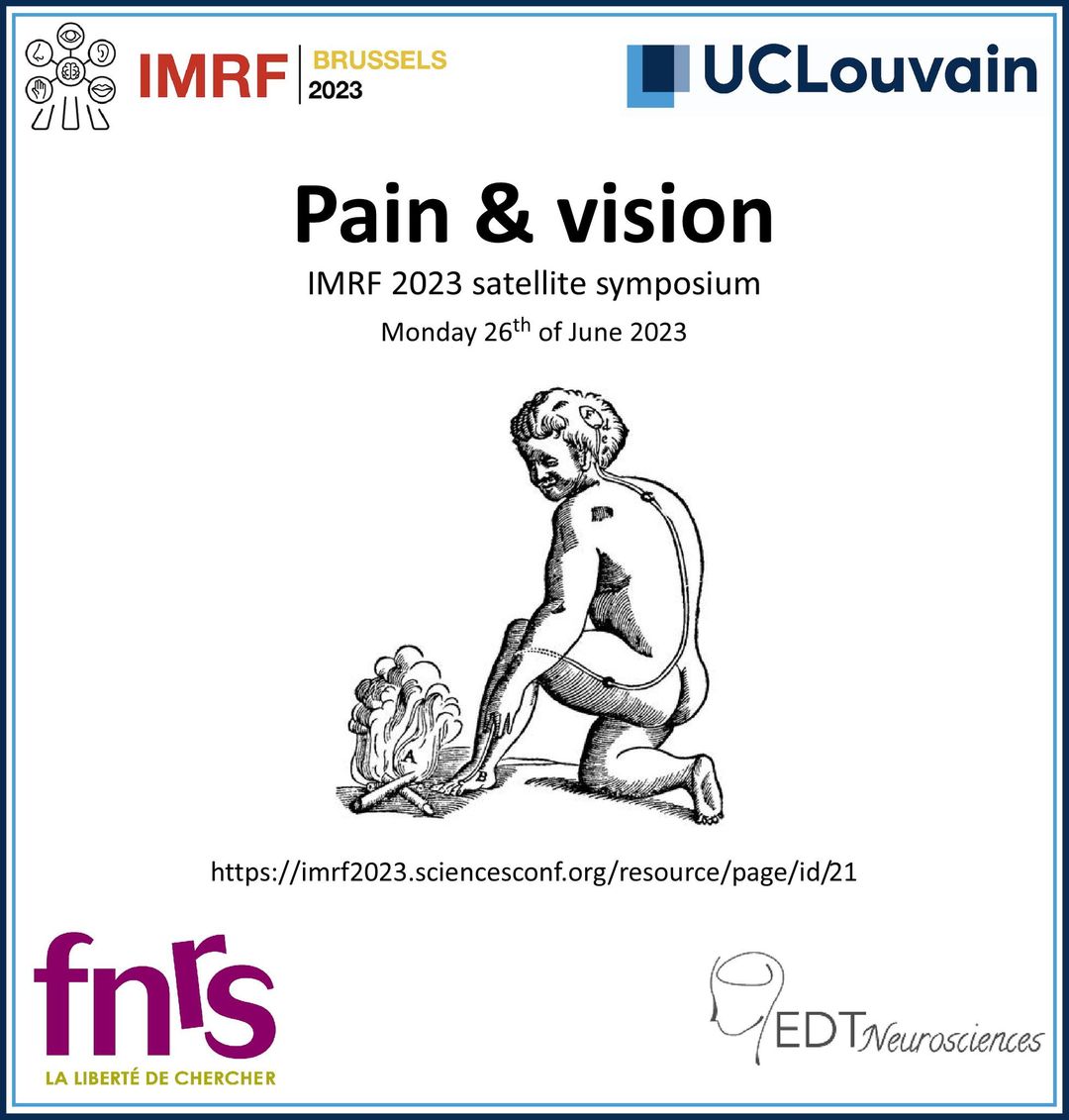 NocionsLab (@nocionslab) on Twitter photo "PAIN & VISION" Symposium (June 26) organized at @UCLouvain_be! uclouvain.be/.../imrf-2023-…
The symposium is supported and accredited by the thematic doctoral school in neuroscience of the <a href="/frsFNRS/">F.R.S.-FNRS</a> "PAIN & VISION" Symposium (June 26) organized at @UCLouvain_be! uclouvain.be/.../imrf-2023-…
The symposium is supported and accredited by the thematic doctoral school in neuroscience of the <a href="/frsFNRS/">F.R.S.-FNRS</a>