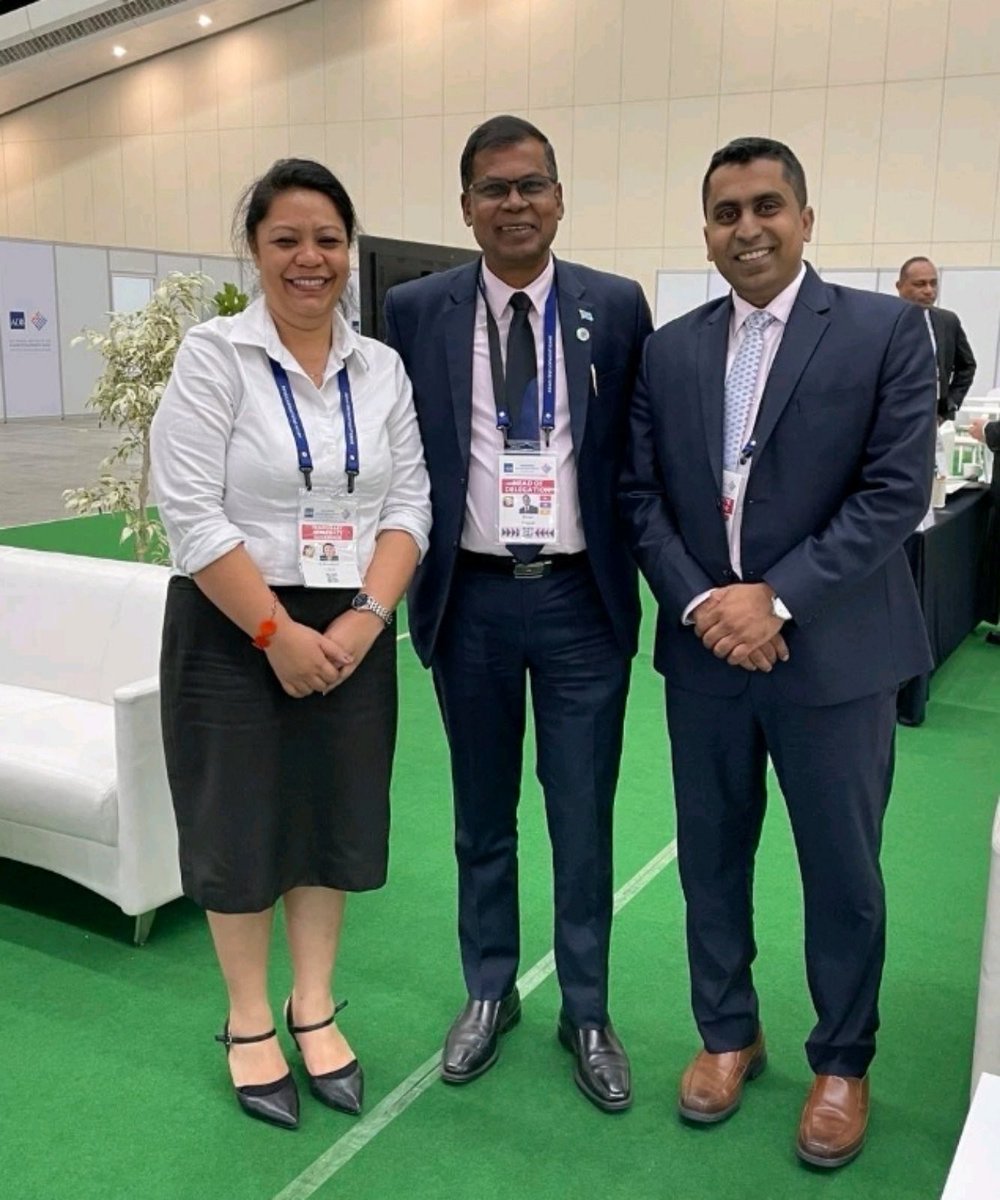 Always a pleasure to meet and be with my former students , Saane Lolo, Deputy CEO, Ministry of Finance, Tonga ⁦<a href="/lietilolo/">Saane</a>⁩ and my own PS Finance Shri Gounder during the ADB Annual Meeting ⁦<a href="/FijiGovernment/">Fiji Government</a>⁩
