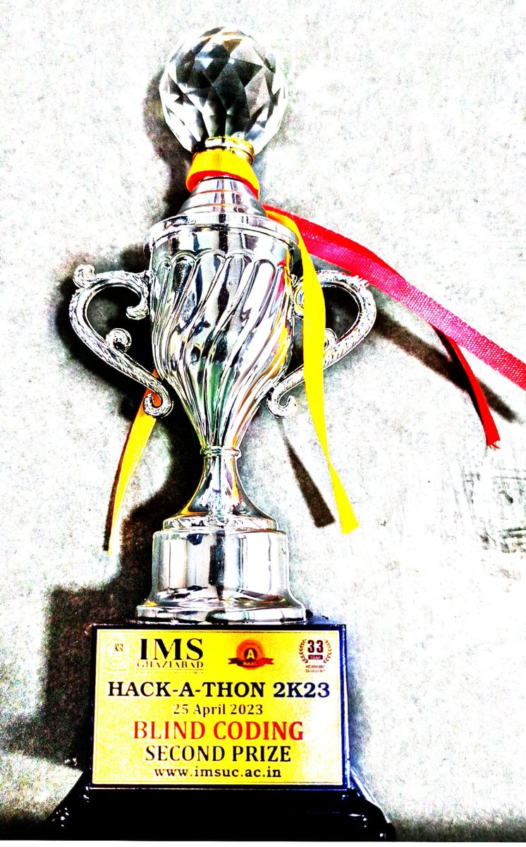 Kiet_edu's tweet photo. #Congratulations to #Ashish_Bajpai, #MCA 1st Year for securing the #2nd_position with a cash prize of ₹2000 in '#Blind_Code' at the '#Hack_a_thon 2k23'! organized by #IMS #Ghaziabad.
#kiet_group_of_institutions #KIETGZB #kietengineeringcollege #KIET #AKTU #AICTE https://t.co/CvgYjkpoi6