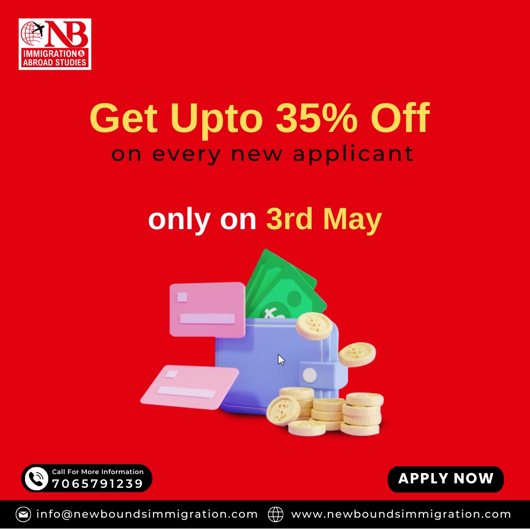 new_bounds's tweet image. Huge discount on application fees today.

Apply Now - bit.ly/newboundsdelhi

#canadaimmigration #pnpprogram #immigratetocanada #canadaprs #India #immigration #canada #expressentry #newboundsimmigration