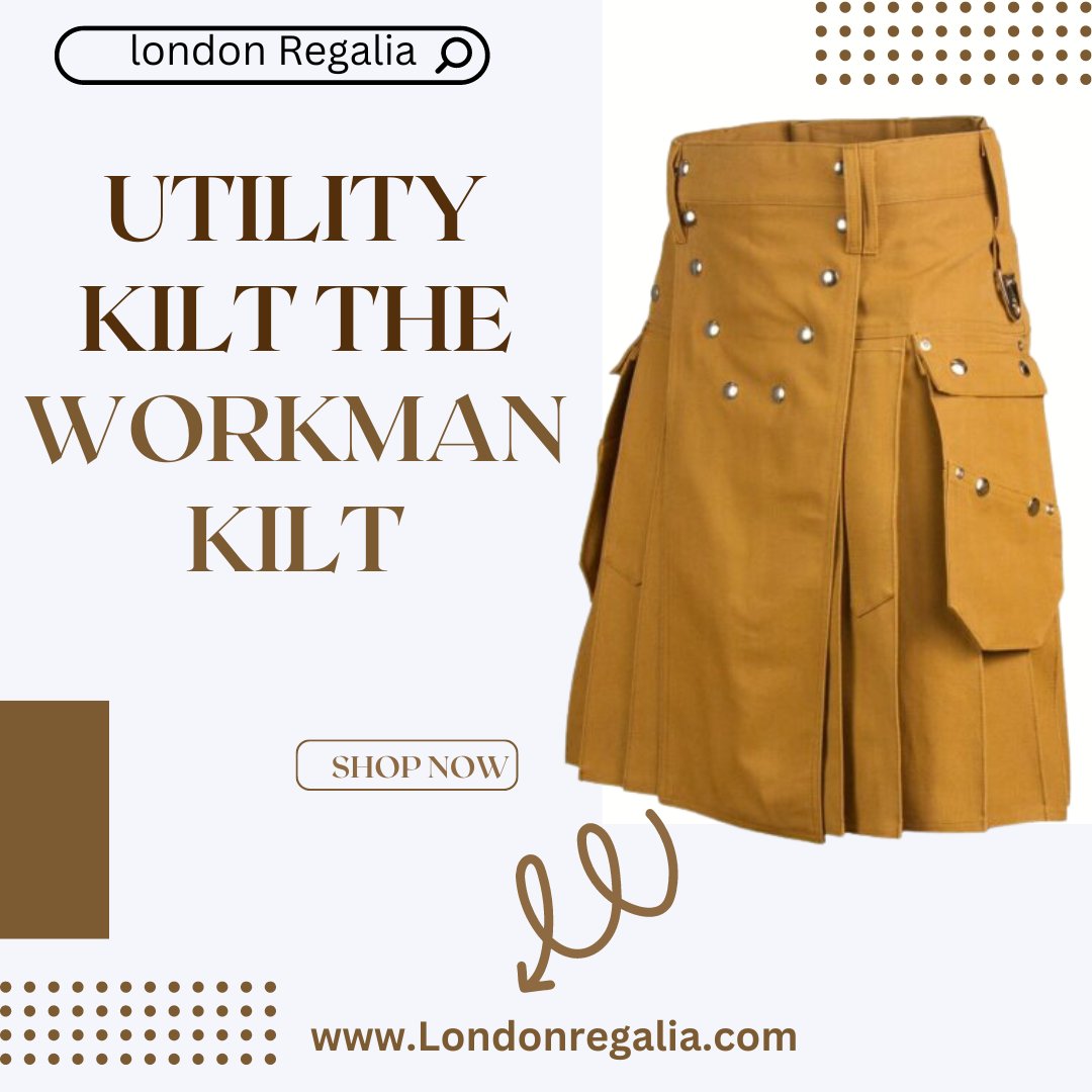 Utility Kilt The Workman Kilt
The Workman was designed with the hard-working man in mind. Custom embroidery designs on your kilt, send us your design which you want to incorporate into your kilt. Free of cost
visit our site: londonregalia.com