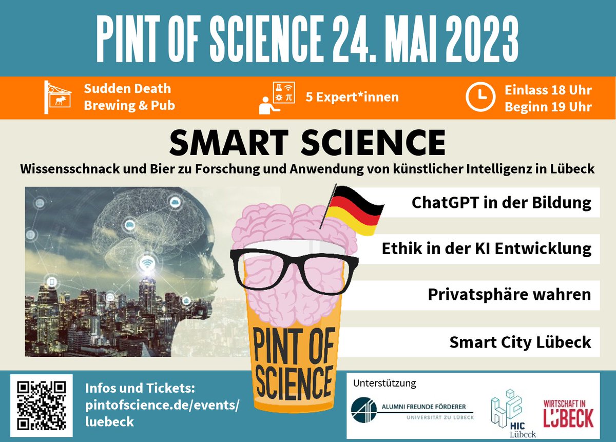 pintofscience.de/events/luebeck
Tickets are out! Grab one while they are still available! #science #pintofscience #pint23 #pint23DE #AI #wissenschaft