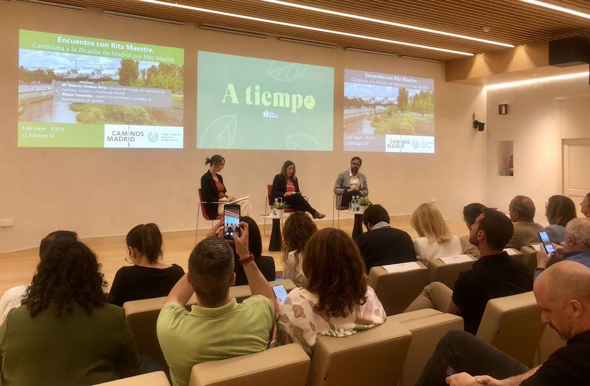 caminosmadrid's tweet photo. Hoy en @caminosmadrid encuentro político con @Rita_Maestre candidata de @MasMadrid__ a la alcaldía de Madrid. 
La decana @lolaestp le traslada un decálogo con propuestas centradas en el ámbito de la obra pública, las infraestructuras y en el desarrollo de la profesión de ICCP. https://t.co/SSNyAumMLW