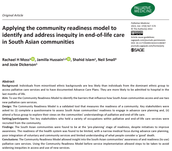 PalliativeMedJ's tweet photo. Equity issue: The services that aim to support people from minoritised ethnic communities at the end-of-life are not ready to address ethnic inequities. #hpm #hapc #palliativecare https://t.co/znzL4q4Hz7 https://t.co/tL75ta6vny