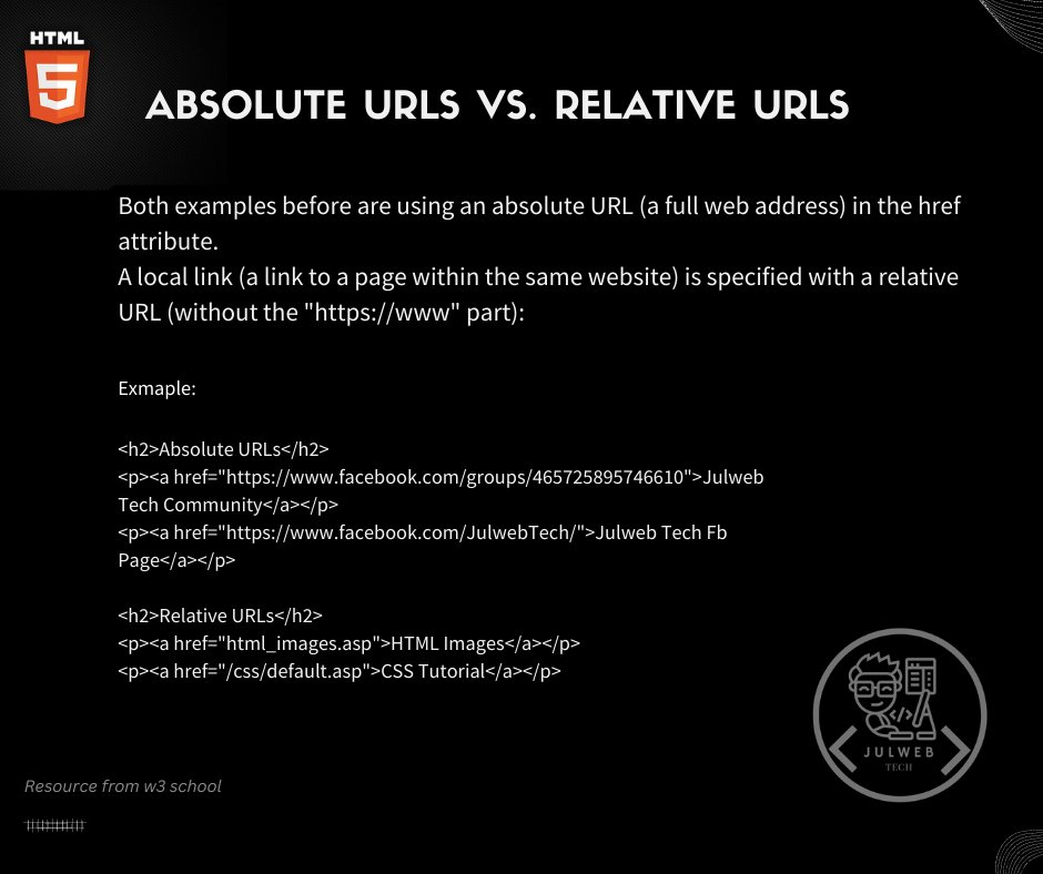 JulwebTech's tweet image. learn about links in detail
#webdevelopment
#html5
#Frontend
Our FB Page: facebook.com/JulwebTech/
Instagram: instagram.com/julwebtech/
Our YouTube Channel: youtube.com/channel/UCFYbc…
Twitter:
LinkedIn: linkedin.com/in/julwebtech/