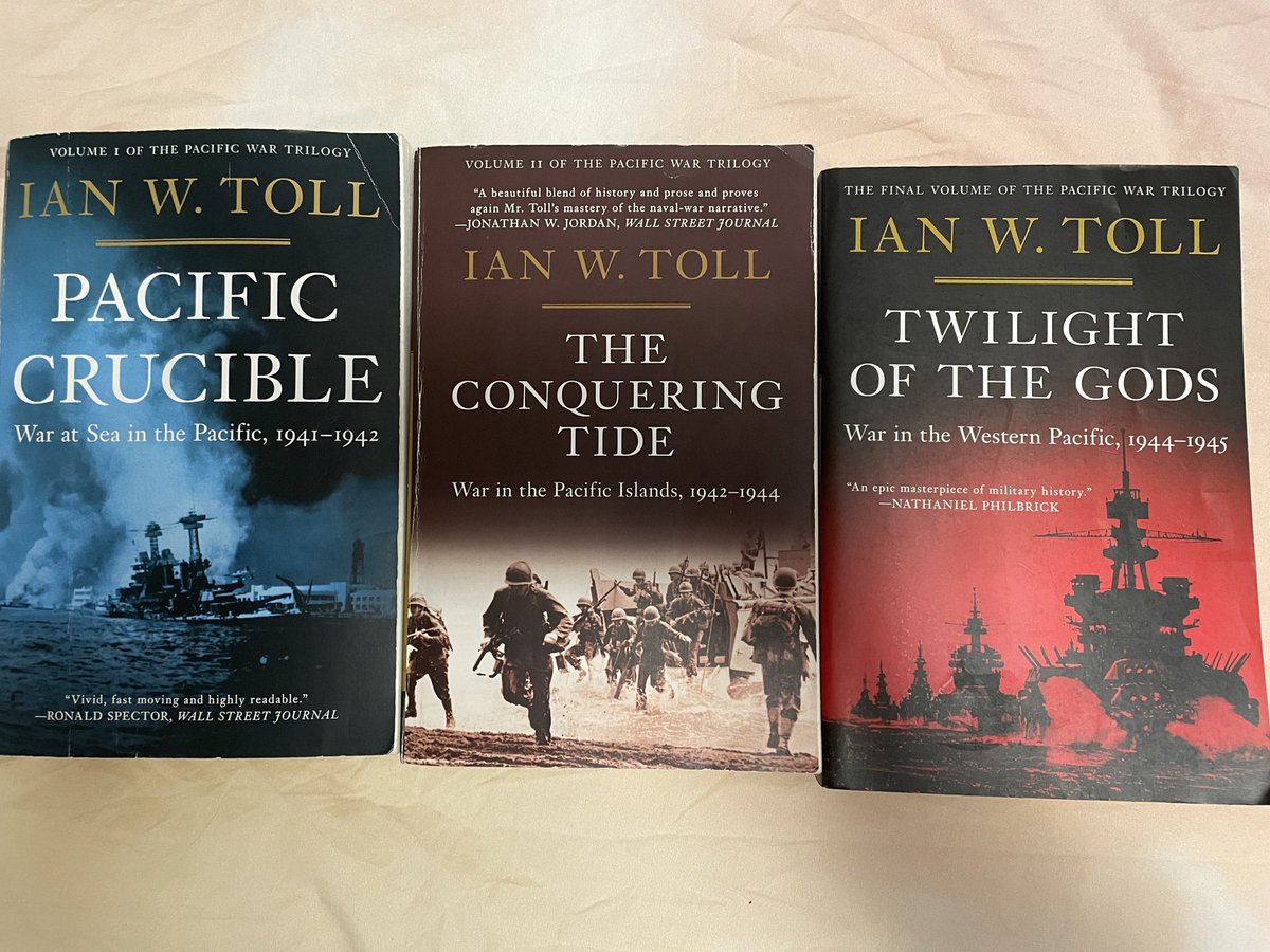 This trilogy by <a href="/IanWToll/">Ian W. Toll</a> is simply phenomenal. These are amongst the best to date literature on the topic that covers in detail the macro and micro levels of the conflict. Toll’s ‘slant,’ if you will, is from the naval perspective because that’s his bag. 

Like Hirohito’s War,