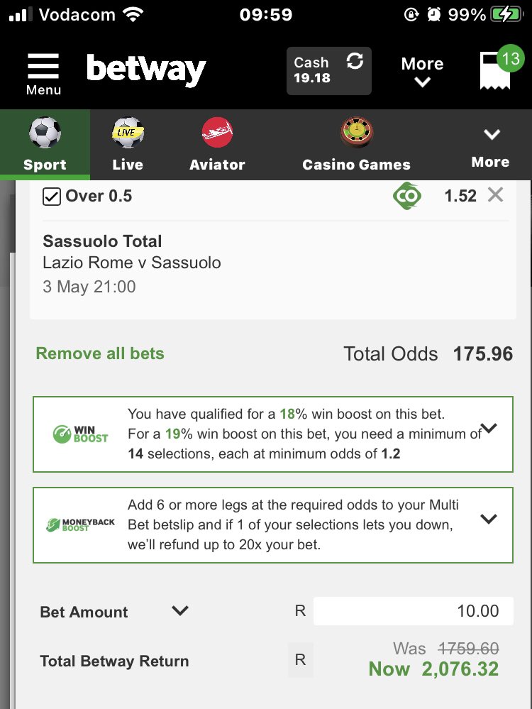 I just placed a bet with Betway. Tap here to copy my bet or search for this booking code in the Multi Bet betslip X4C724503 betway.co.za/bookabet/X4C72…