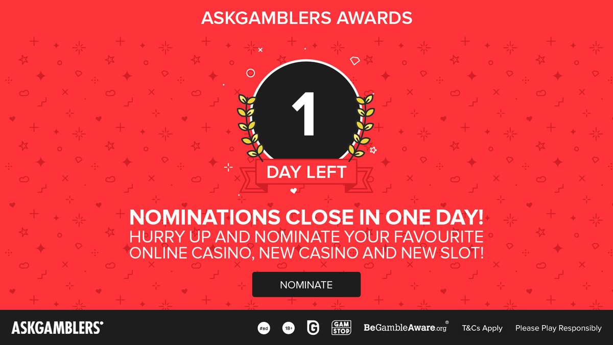 AskGamblers's tweet photo. Tik-Tok, the last chance to nominate your 2022 favourites is here! Do so on our website before the end of the day tomorrow!
#AskGamblers #GetTheTruth #AGcommunity #playsafe #slotgames #bestslotgames #bestslots #onlinecasino #casino #bestcasinos #slots #bonuspins #onlinegames https://t.co/Nu3LbL2LJ3