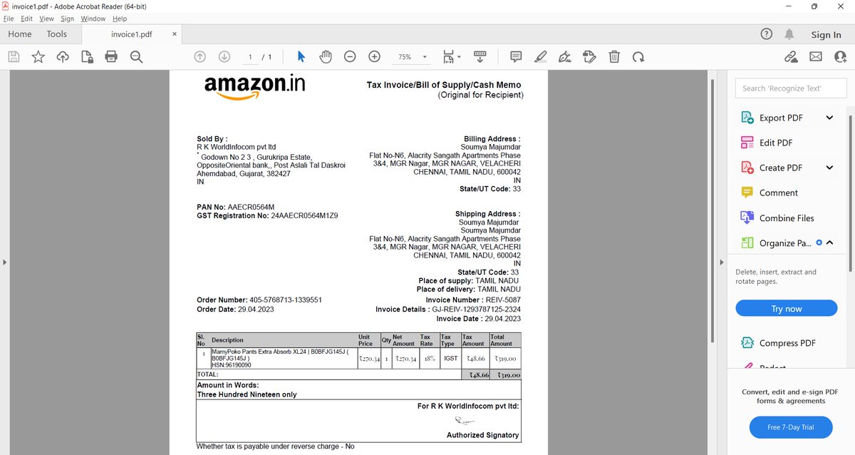 MajumderSoumya's tweet image. @jagograhakjago  please see how @amazonIN is fooling customers. As per them invoice is not valid when a product is sold rather picture of product is valid. I was supposed to get extra absorb variety of diapers and I got standard only. #golocal #avoidamazon @CimGOI please see