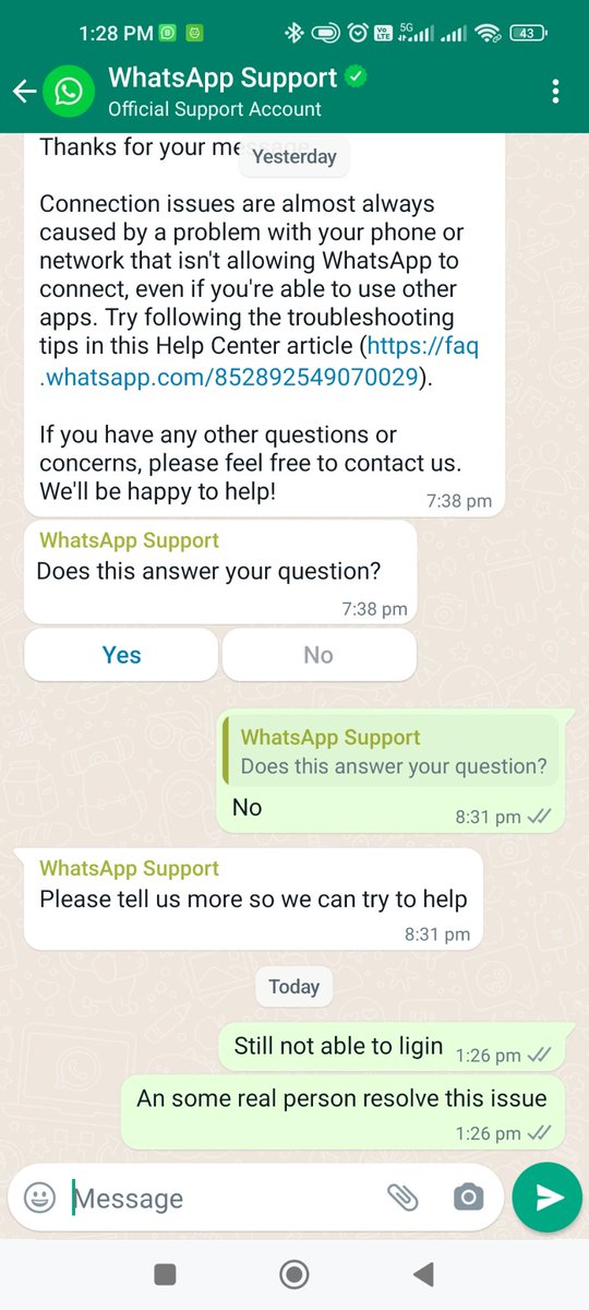 ananttgoyal's tweet photo. @WhatsApp @Meta 
Dear team I have complained multiple times from multiple devices but no solution given. 
Not able to login on WhatsApp web . Tried with multiple devices and phones. Please ask a skilled person instead of AI driven response. &amp; It's not due to network  issue. https://t.co/mYncCQW7OB