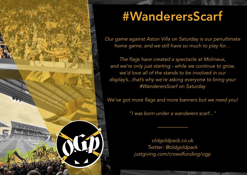 oldgoldpack's tweet image. Saturday. Bring your #WanderersScarf and get involved…

OGP