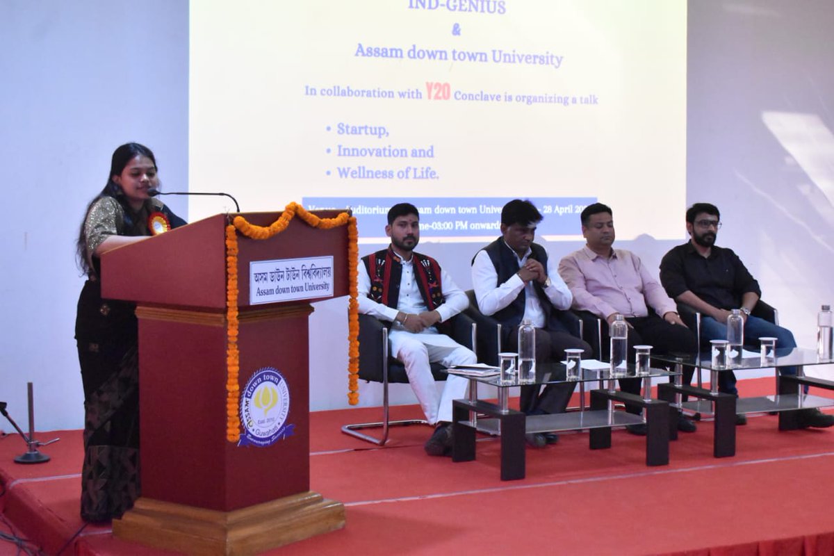 IndiaY20's tweet photo. A #Y20Talk event was organised at Assam Downtown University, Guwahati , Assam by our outreach partner  @INDGeniusOrg on the theme  "Future of Work".

#Y20India 

@g20org
@narendramodi https://t.co/0Bvhi574dC