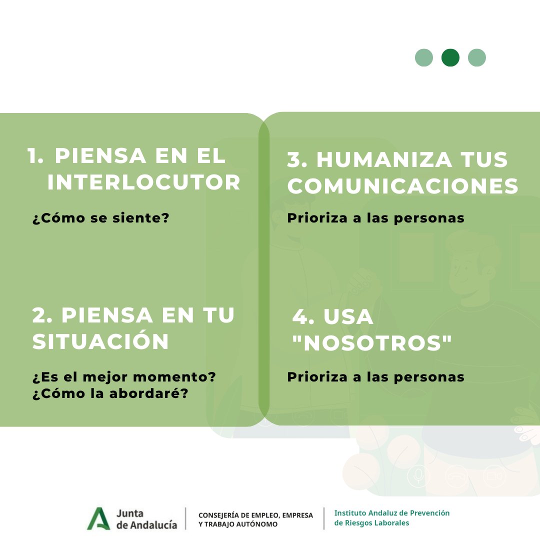 IAPRL's tweet photo. Desde #IAPRL otorgamos gran importancia al valor de la comunicación. Por ello, hoy te mostramos 8 claves para una #comunicacionempatica 🤝
Accede a https://t.co/tAJSc7dUlB ✔️
#culturapreventiva #prl #prevencionenpositivo #trabajosseguros #seguridadysalud #comparteloPRL https://t.co/l0YucjMWJy