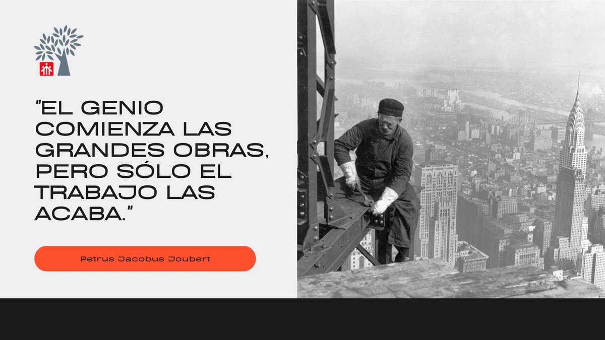 "El genio comienza las grandes obras, pero sólo el trabajo las acaba." Petrus Jacobus Joubert. #maximadeldia #DiaDelTrabajo <a href="/SalesianosEs/">Salesianos España</a> <a href="/SalesianosSSM/">Salesianos SSM</a>