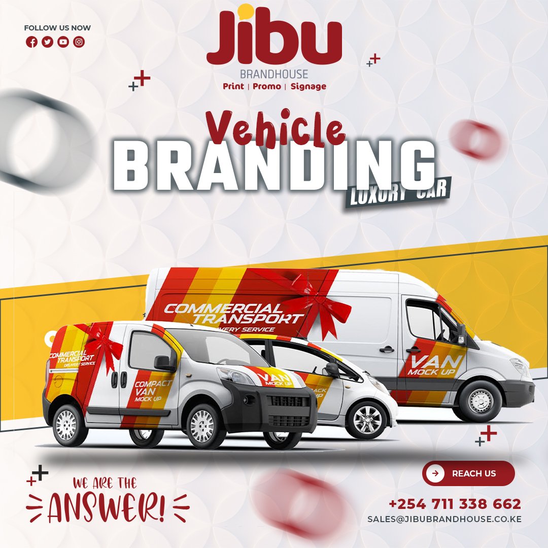 When is the last time you upgraded your vehicle branding? 

We give your fleet sleek and professional branding to keep you visible on the go.

Call or WhatsApp 0711338662 or email sales@jibubrandhouse.co.ke 

#Vehiclebranding
#WeAreTheAnswer